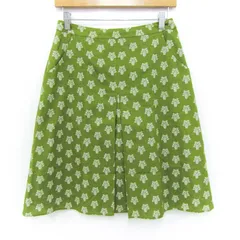 ローラアシュレイ スカート ボトムス ボックスプリーツ 花柄 レディース 11サイズ 緑×オフホワイト Laura Ashley 【中古】