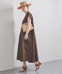 ◎TICCA　ティッカ　フレンチスリーブ　ワンピース　シャツ　ノースリーブ　オーバーサイズ　ブラウン　コットン　a00242