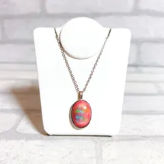 ネックレス　シルバー　silver　ラウンド　ピンク　七宝焼き　アンティーク　ヴィンテージ　EL-0017