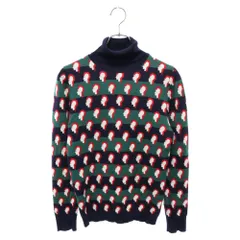 RAF SIMONS (ラフシモンズ) 14AW 総柄 タートルネックニット 薄手ニット セーター ボーダー ネイビーのサムネイル