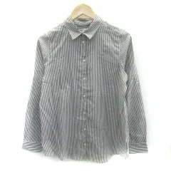 ラコステ LACOSTE カジュアルシャツ 長袖 ストライプ柄 ロゴ刺繍 40 グレー 白 ホワイト /SM22