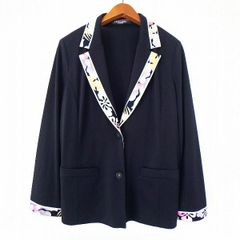 LEONARD テーラードジャケット ネイビー花柄トリム Lサイズ 美品
