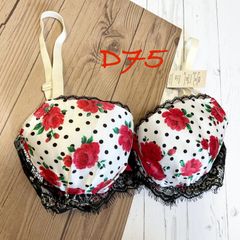 ブラックドット花柄ブラ（D75）　T067