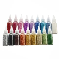 新品 Trois anges ラメパウダー 18色 ラメフレーク 0.4mm グリッター レジン 塗装 ネイル ハンドメイド 25ｇ×18色