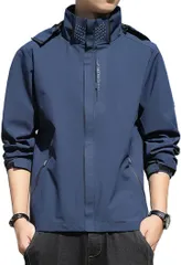 Y's factory アウトドアジャケット メンズ レディース オールシーズン アウター 長袖 軽い 内側ポケット 防水 撥水 耐久性 フード付き メンズネイビー( メンズ ネイビー,  M)