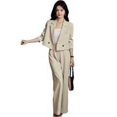 【新品】 [WULFUL] パンツスーツ レディース スーツ セットアップ 2点セット オフィススーツ カジュアル ブラウス フォーマル 着痩せ 通勤 洗える ワイドパンツ 春 秋 冬 入園式 卒業式 面接 冠婚葬祭 1