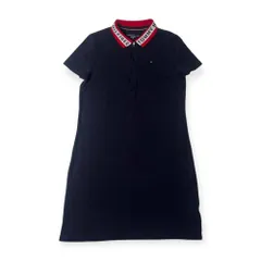TOMMY HILFIGER トミーヒルフィガー 鹿の子 半袖 ポロワンピース M/ネイビー レディース