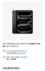 【未使用品】iPad Pro 11インチ Wi-Fi 2TB 標準ガラス搭載 M4 2024年モデル