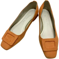 【美品】ルタロン (23) パンプス バックル フラット スウェード チャンキーヒール 希少カラー