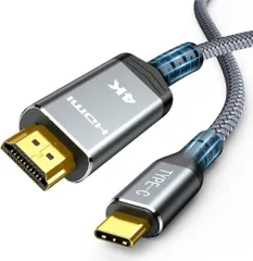 ★Highwings USB Type C HDMI 変換ケーブルhdmi type-c変換 4K@60Hz 単方向通信 タイプC to HDMI/usb-c hdmi HDMI 変換 ナイロン編み 映像出力Thunderbolt 3 (グレー, 0.5m)