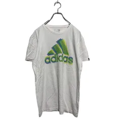 adidas 半袖 プリントTシャツ S ホワイト アディダス クルーネック ビッグロゴ 古着卸 アメリカ仕入 a603-5462