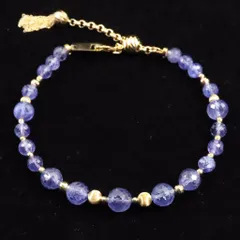 タンザナイト　ファセットカットビーズ　ブレスレット K18GY  7.9g 【榎本通商89701】