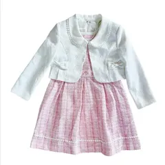 【訳あり】キャット社　フォーマルワンピース　ツイード柄ピンク120 卒園式　入学式　入園式