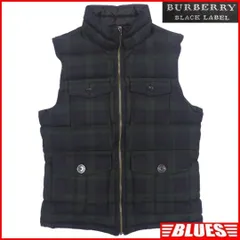 廃盤 ダウンベスト メンズ M バーバリーブラックレーベル 緑 黒 AA1450