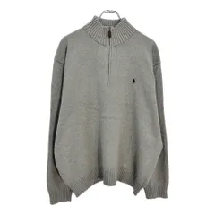 Polo by Ralph Lauren ポロ ラルフローレン ハーフジップ コットン ニット セーター ライトグレー(メンズ XXL)中古 古着 U5517