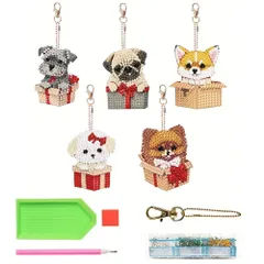 両面全貼り付け 5個セット ビーズアート DIY 手工芸品 手作り キーホルダー ダイヤモンド塗装 初心者 プレゼント 可愛い ダイヤモンドアート キラキラ 人気 クラフト用品