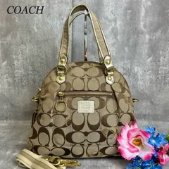 ✨良品✨ COACH コーチ 2way ショルダーバッグ トートバッグ シグネチャー 総柄 ロゴ型押し A4収納 大容量 チャーム キャンバス レザー ベージュ 肌色 ゴールド 金色