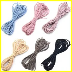 Yuzhiye ヘアゴム ロングゴム 太さ2.8㎜ ヘアアクセサリー 髪ゴム ハンドメイド 手作り 材料 手芸 6色セット 黒 ピンク 茶色 ブルー (12m)