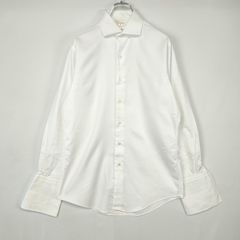 美品 ブルックスブラザーズ アメリカ製 ドレスシャツ ホワイト M BROOKS BROTHERS ホリゾンタルカラー ダブルカフス