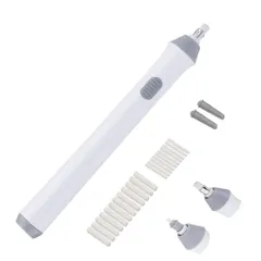 【数量限定】Tenwin 電動消しゴム 電動字消器 パワフル よく消える 静音 筆形 取り換え用 消しゴム22本 (12粗い消しゴム 10小さな消しゴム) 学生用 文房具 オフィス用品 図面 楽譜 建築企画 絵画 電池式 ブラック
