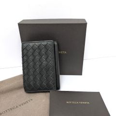 Dz802402 ボッテガヴェネタ コンパクト財布 三つ折り コンパクトウォレット イントレチャート ブラック BOTTEGAVENETA 中古