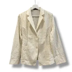 LAPINE BLANCHE ラピーヌブランシュ シアーチェックジャケット テーラードジャケット 透け感 長袖 シンプル オフィス キレイめ クリーム系 サイズ40 レディース 春 ゴーゴー古着セントラルパーク名古屋店No.久北草1376のサムネイル