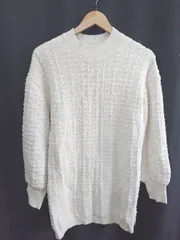 ◇ ◎ ●未使用● ⊇ MAJESTIC LEGON ジャガード 長袖 ミニ丈 ニット ワンピース サイズM アイボリー レディース E  【1409250032981】