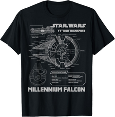 新生活応援SALE　スター・ウォーズ ミレニアム・ファルコン グレー Schematics グラフィックTシャツ Tシャツ　S～３XL