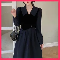 ★スタッフおすすめ★長袖ワンピース ドッキング レディース 落ち着いたレトロな雰囲気ながら洗練された印象の長袖フレアワン 上品　おすすめ おしゃれ　★売れ筋★　人気 高見え　高級感