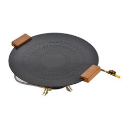 新品　丸い焼き皿 キャンプ 黒皮鉄板焼き皿 調理 極厚マルチグリル　BBQ