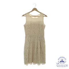 ☆極美品☆ Apuweiser-riche アプワイザーリッシェ ワンピース 袖なし ひざ丈 フレア フリル レース レディース ベージュ 2 901-1196 送料無料