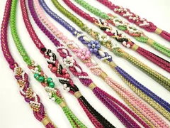 平和屋着物●和装小物　振袖用飾り付き帯締め１０本セット　パール　花　ハート　金糸　逸品　CAAX8209ju