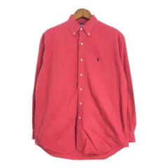 RALPH LAUREN ラルフローレン BLAKE ボタンダウン 長袖シャツ レッド (メンズ M) 中古 古着 S5126