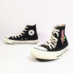 おしゃれ刺繍◎【CONVERSE】コンバース スニーカー ハイカット シューズ 5SC107 ALLSTAR オールスター 薔薇 刺繍 バラ カジュアル おしゃれ 人気 ライン キャンバス ブラック 黒 レディース サイズ 22.5cm /M34717HH