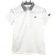 【超美品】マスターバニー 半袖ポロシャツ 白×ネイビー 襟ドット ロゴ  レディース 1(M) ゴルフウェア MASTER BUNNY EDITION