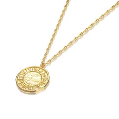 Color:ゴールド・星座コイン [lady like] レディライク］シルバー 星座 イニシャル コイン ネックレス 48cm GP