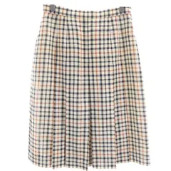 ダックス チェック プリーツスカート 66-92 ベージュ系 DAKS サイドジップ レディース 【中古】  【230210】