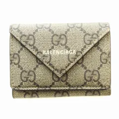 【美品】GUCCI×BALENCIAGA コラボ 三つ折財布 ブラウン GG柄 GUCCI グッチ BALENCIAGA バレンシアガ コラボ 三つ折り財布