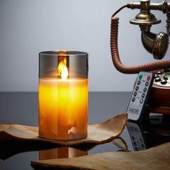 【人気商品】AnnTec LEDキャンドルライト ロウソク 本物の炎のようにゆらめく 暖色光 火を使わない ゆらゆら揺れる 安全 省エネ 専用リモコン付き 明るさ調整 LEDロウソク 電池式 LEDキャンドル（直径7.5cm×高さ12.5cm） Grey
