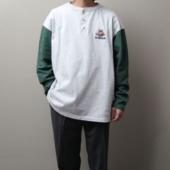 1990's MadeinUSA Printed Henry-neck L/S T-Shirt "COTTON DELUXE" 112052