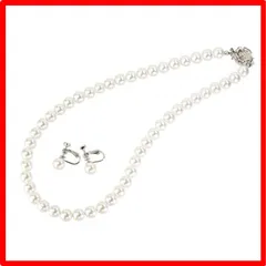 【送料無料 】 ネックレスサイズ40cm_ホワイトパールイヤリングセット [CRANES COLLECTION] [クレインズコレクション] 日本製 天然 高級