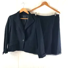 インディヴィ INDIVI スーツ セットアップ ジャケット スカート ラメ入り生地 裏地付き フェイクポケット 日本製 黒 42サイズ 965903 