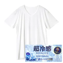 接触冷感 Tシャツ《V首：ホワイト半袖》新品 未使用 -4.5℃ 下着 インナー ストレッチ 紫外線対策 UVカット率90％以上 ストレッチ ドライ【D6R】【メール便3】ファッション メンズ M L LL 夏