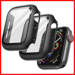 【特価商品】JEDirect Apple Watch SE (2022/2020) /Series 6 5 4（40 mm用）ケース フィルム付き アップルウォッチ 全面保護カバー 強化ガラスフィルム内蔵 高感度 2個セット (ブラック)