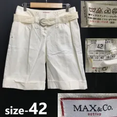 美品★マックス＆コー/MAX&CO.★ベルト付き/コットン/ハーフ/ショートパンツ【42/レディースM-L/オフホワイト】ズボン/Trouser◆cBH903<sale>のサムネイル
