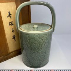 芸元作　高麗青磁 大壺 花瓶 雲鶴文 網目透かし彫り 双耳 飾り壺 芸元作 高麗青磁 大壺 花瓶 雲鶴文 網目透かし彫り 双耳 飾り壺 - メルカリ