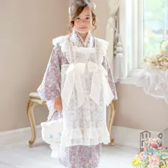 【スイートグレー】エプロン着物ワンピース 和装 3才 7才 女の子 七五三 TAK キャサリンコテージ