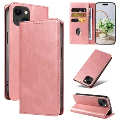 【新着商品】バラゴールド) (iPhone15 PinLiSheng 360度保護 対応 スタンド機能ケース15 カード収納 マグネット式 放熱性 着脱しやすい 軽量 耐衝撃 レザー 携帯カバー 手帳型 スマホケース ケース ケース ケース アイフォン15 い