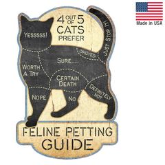エンボス メタルサイン "FELINE PETTING GUIDE" 猫のふれあいガイド 看板 縦29cm×横19cm アメリカ製