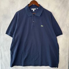 LACOSTEフランス製XLワンポイントポロシャツネイビー鹿の子ラコステ 